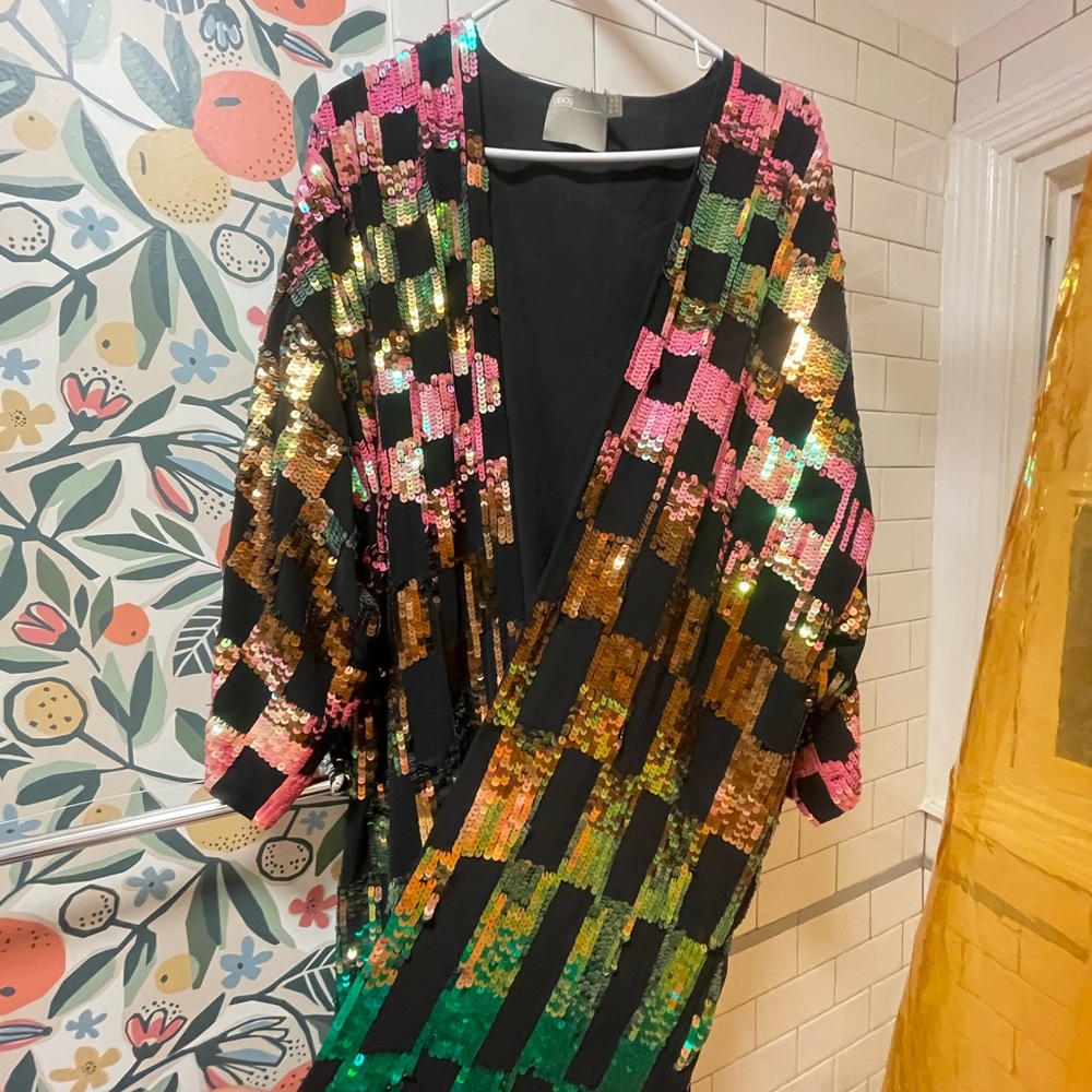ASOS Black Sequin Kimono Jacket - perfect for burning man!! Act fast!
